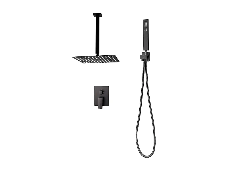 Colonne de Douche SucceBuy Kit de Douche, Système de Douche avec Pommeau de Tête Carré 305 mm, Douchette à Main et Kit de Garniture, Installation au Plafond