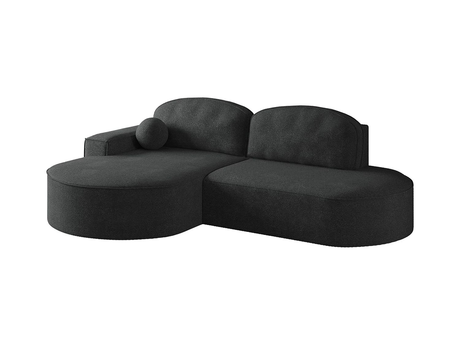 Canapé d'angle avec fonction couchage et coffre de lit Modena Round tissu Arena Graphite Gauche