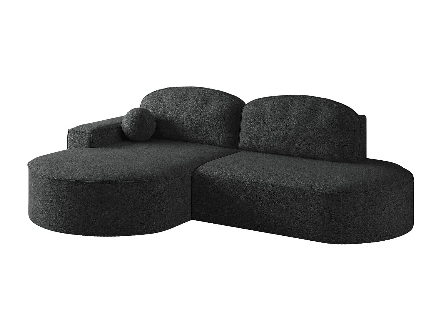 Hoekbank met slaapfunctie en bedstee Modena Ronde stof Arena Graphite Links