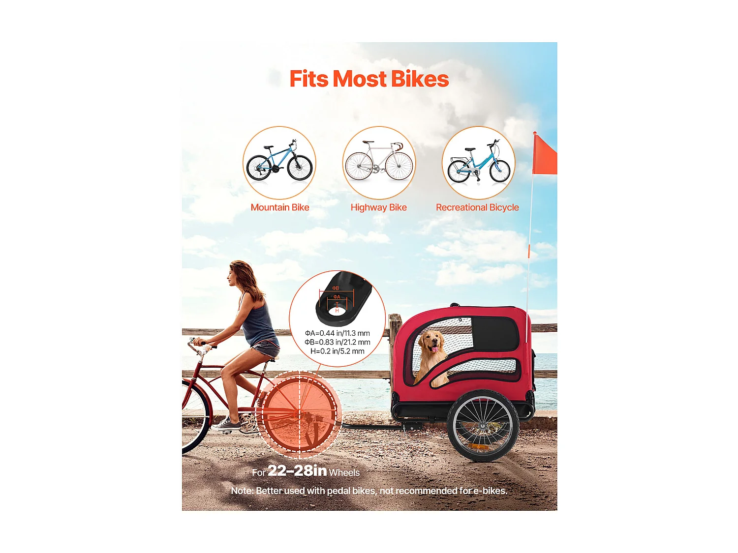 Remorque vélo SucceBuy pour Chien, Charge 45 kg, Porte Animaux de Compagnie de Vélos, Cadre Pliable Facile avec Roue à Dégagement Rapide, Réflecteur