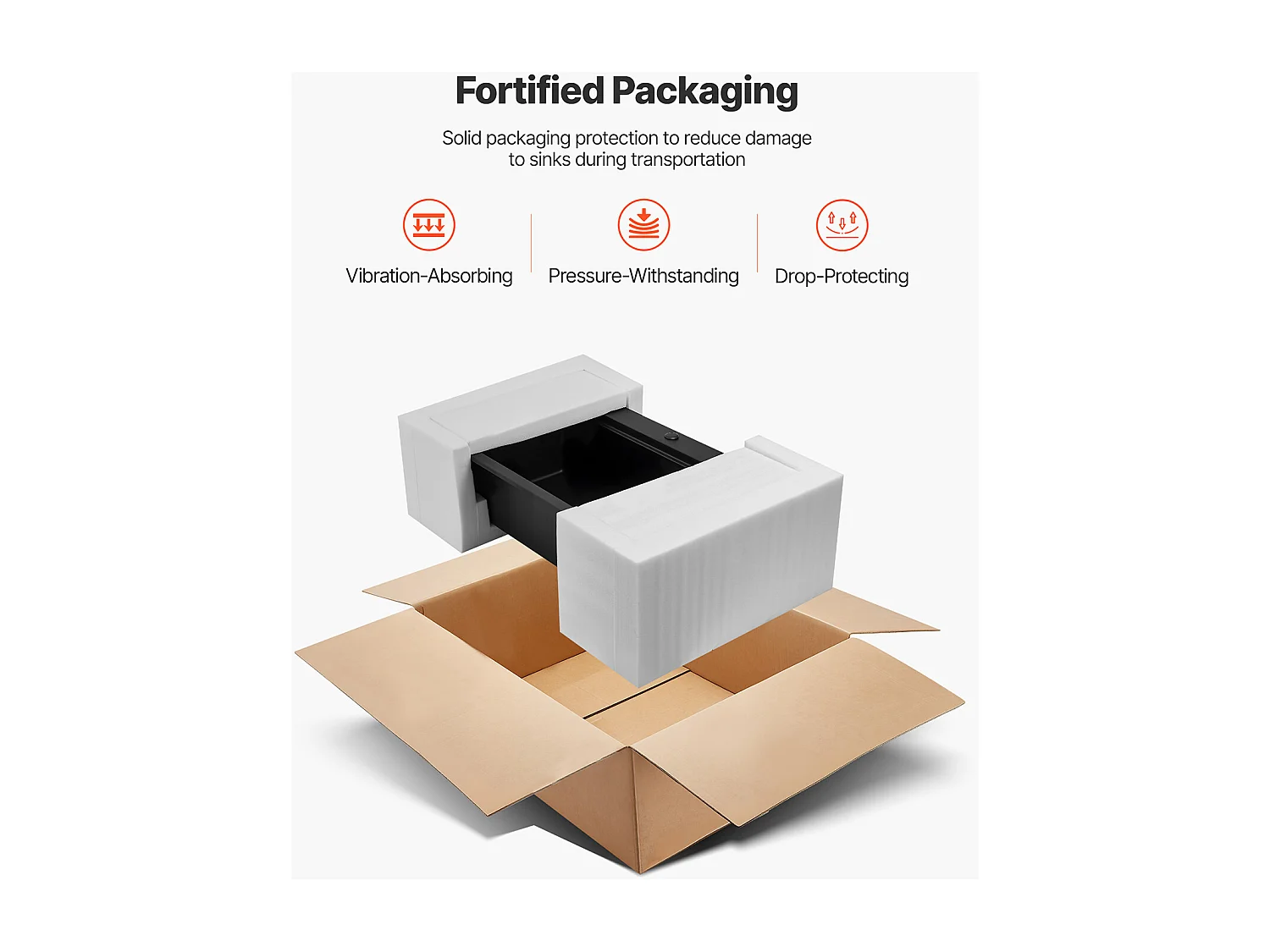 Moderne Küchenspüle SucceBuy aus Granit 84x56 cm, Aufbau-Spüle mit Großer Einzelspüle, Einbauwaschbecken mit Mehreren Zubehörteilen