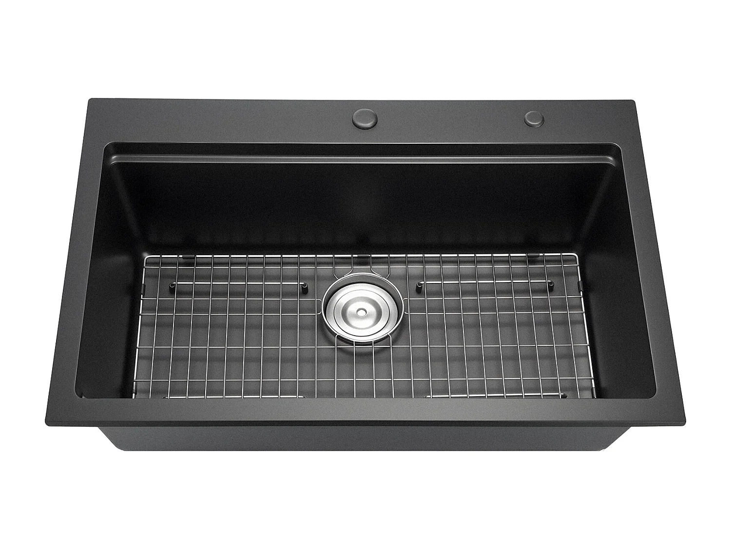 Moderne Küchenspüle SucceBuy aus Granit 84x56 cm, Aufbau-Spüle mit Großer Einzelspüle, Einbauwaschbecken mit Mehreren Zubehörteilen