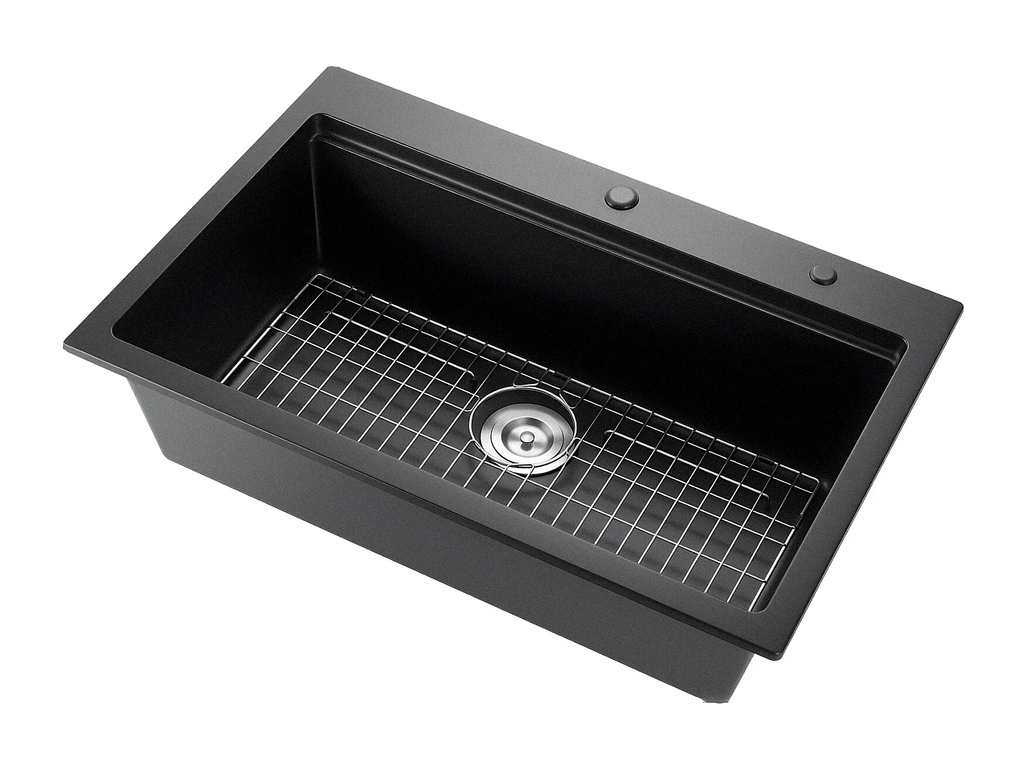 Moderne Küchenspüle SucceBuy aus Granit 84x56 cm, Aufbau-Spüle mit Großer Einzelspüle, Einbauwaschbecken mit Mehreren Zubehörteilen