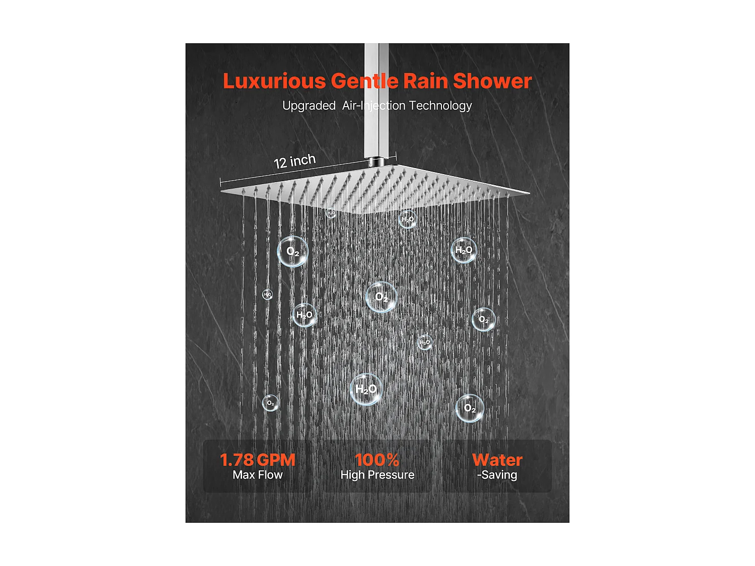 Columna de Ducha SucceBuy Kit de Ducha, Sistema de Ducha con Rociador Cuadrado de 305 mm, Teleducha, Montaje en Techo, Acabado en Níquel Cepillado