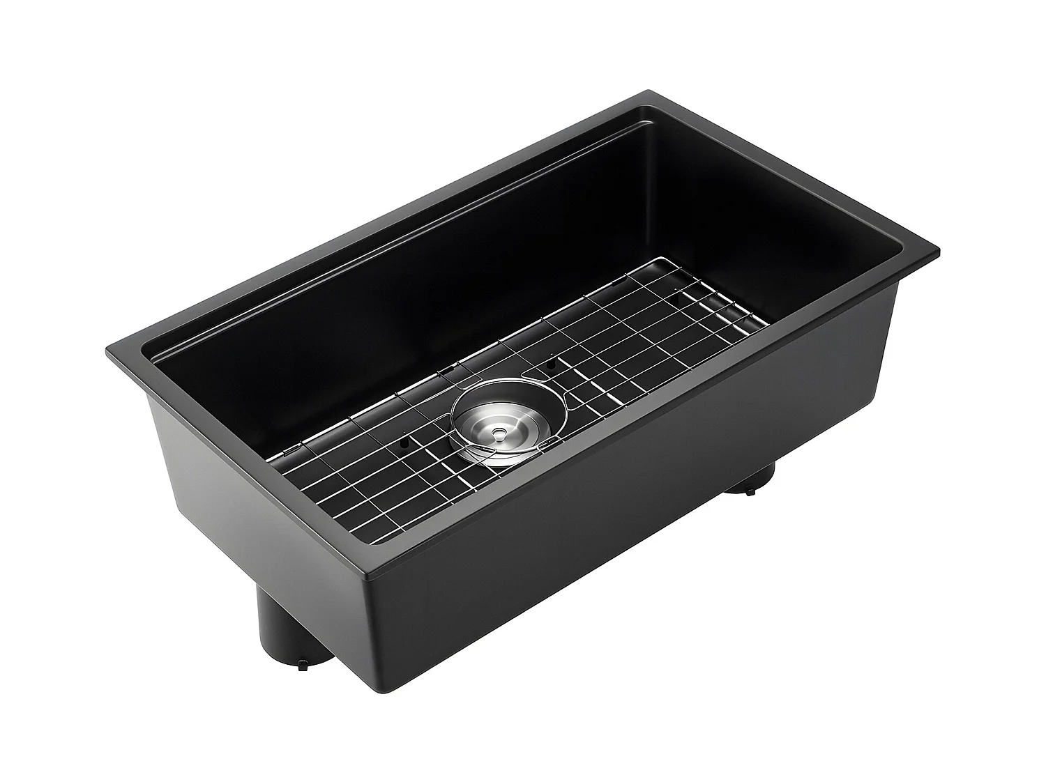 Évier de Cuisine SucceBuy Moderne en Granit de 76,2 cm, Évier sous Plan à Large Cuve Simple, Bac à Laver avec Accessoires Multiples, Nettoyage Facile