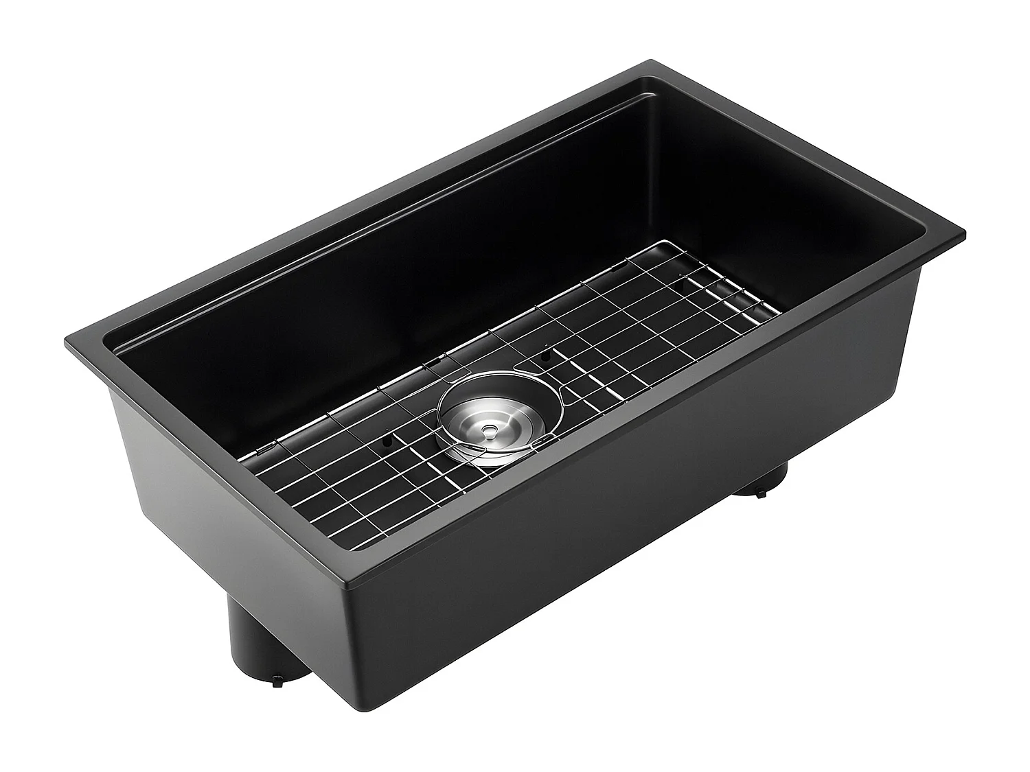 Évier de Cuisine SucceBuy Moderne en Granit de 76,2 cm, Évier sous Plan à Large Cuve Simple, Bac à Laver avec Accessoires Multiples, Nettoyage Facile