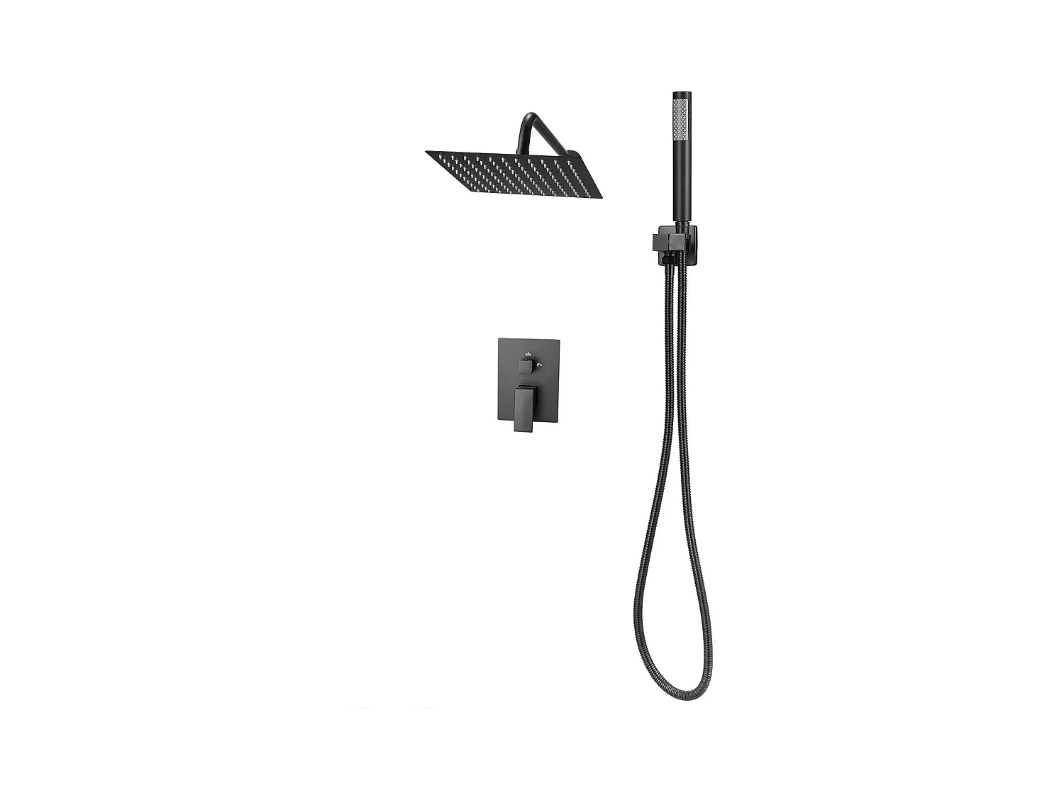 Colonne de Douche SucceBuy Ensemble de Douche avec Pommeau de Douche Carré Effet Pluie de 254 mm et Douchette à Main, Ensemble de Douche Mural avec Robinet