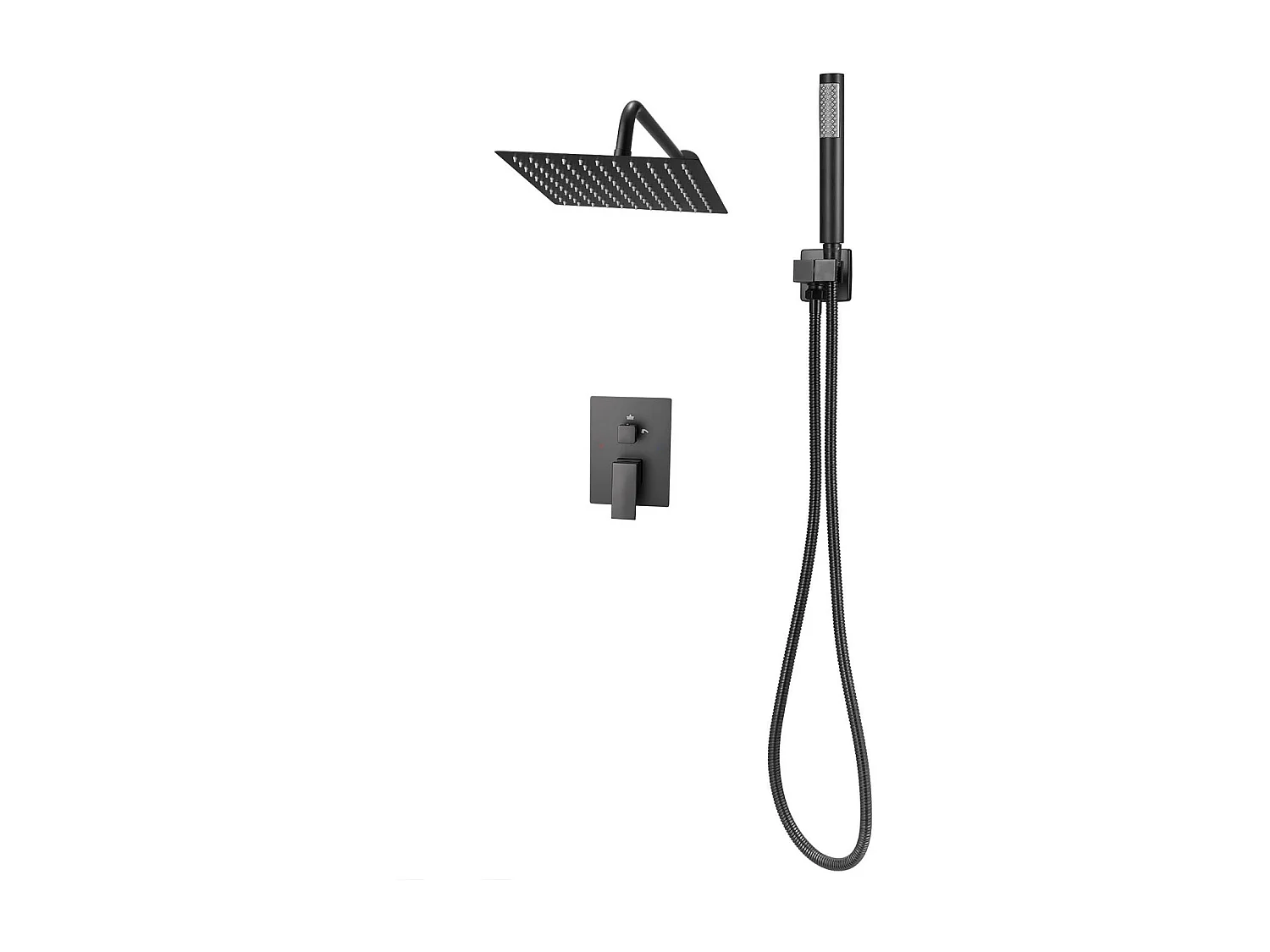 Colonne de Douche SucceBuy Ensemble de Douche avec Pommeau de Douche Carré Effet Pluie de 254 mm et Douchette à Main, Ensemble de Douche Mural avec Robinet