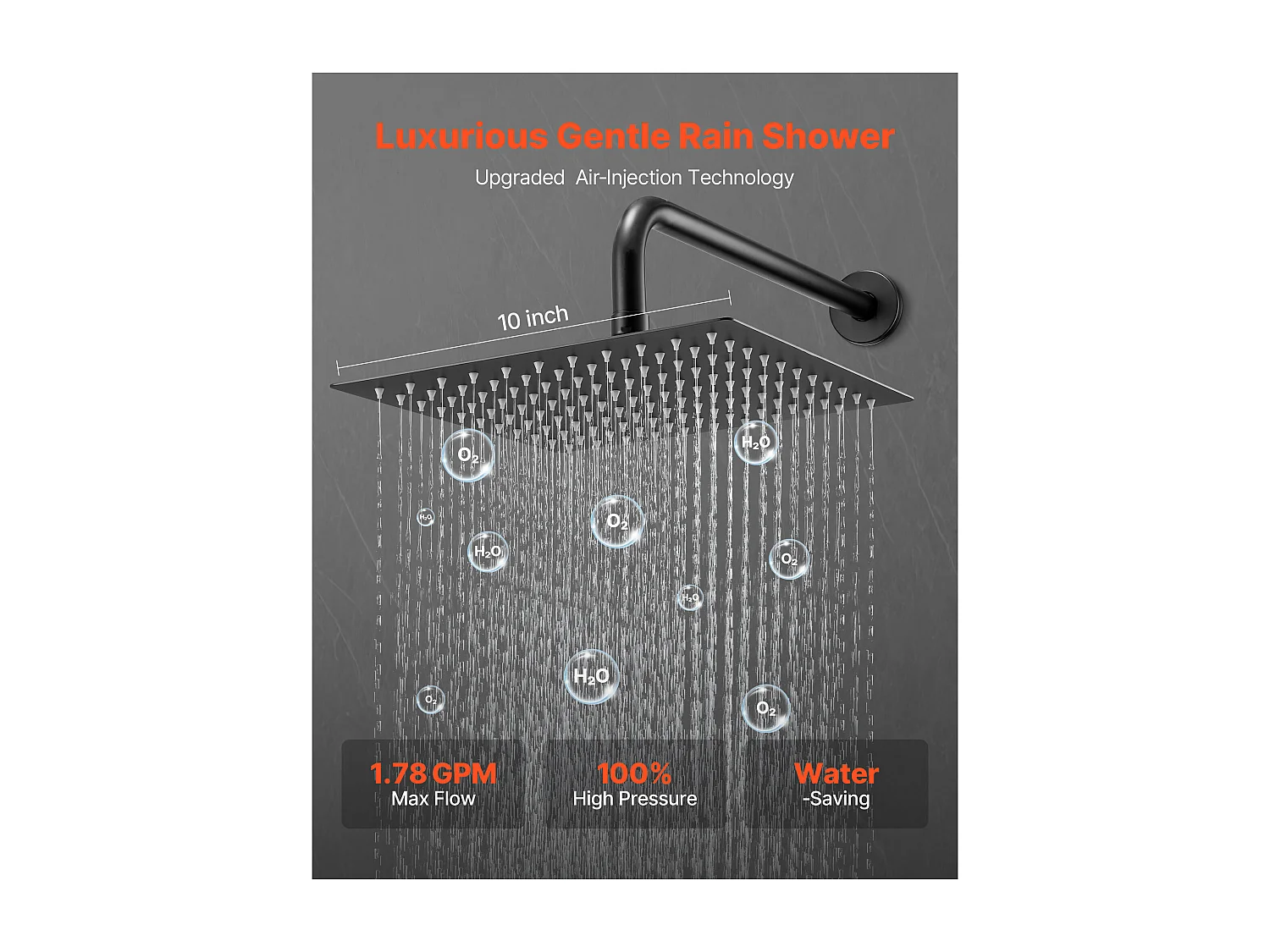 Colonne de Douche SucceBuy Ensemble de Douche avec Pommeau de Douche Carré Effet Pluie de 254 mm et Douchette à Main, Ensemble de Douche Mural avec Robinet