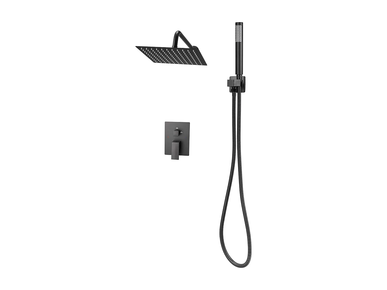 Colonne de Douche SucceBuy Ensemble de Douche avec Pommeau de Douche Carré Effet Pluie de 254 mm et Douchette à Main, Ensemble de Douche Mural avec Robinet