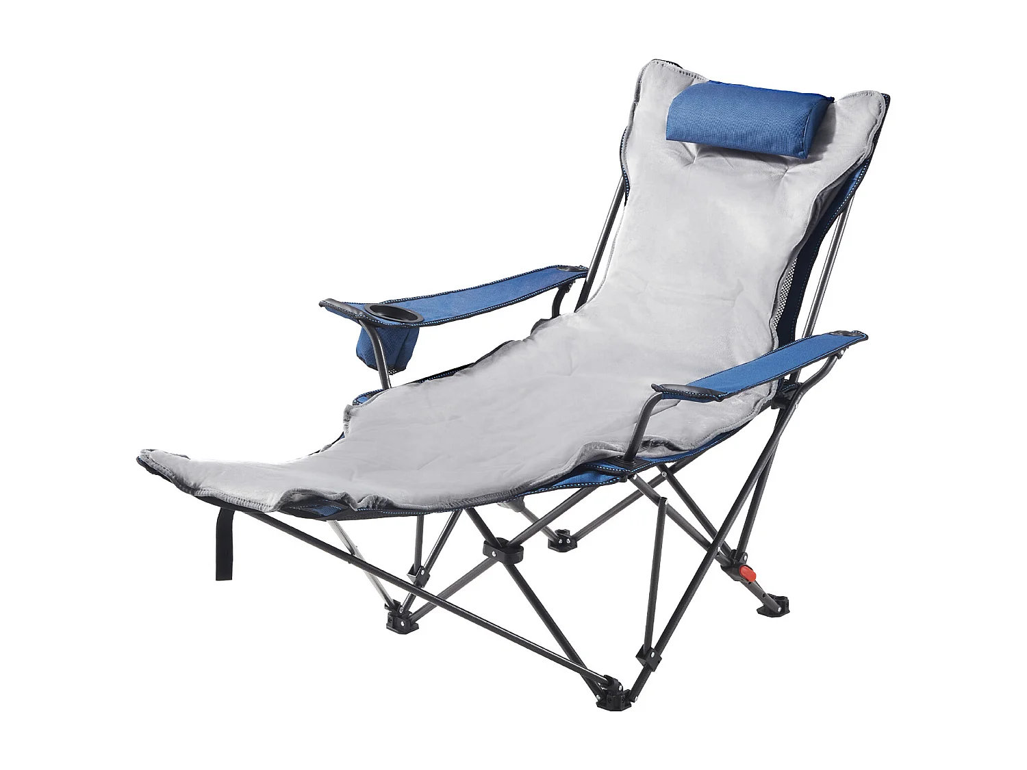 Chaise de Camping SucceBuy Pliante, 4 Positions Réglables, Chaise Longue Inclinable Portable pour Adultes, avec Repose-Pieds, Coussin Moelleux, Charge 100 kg