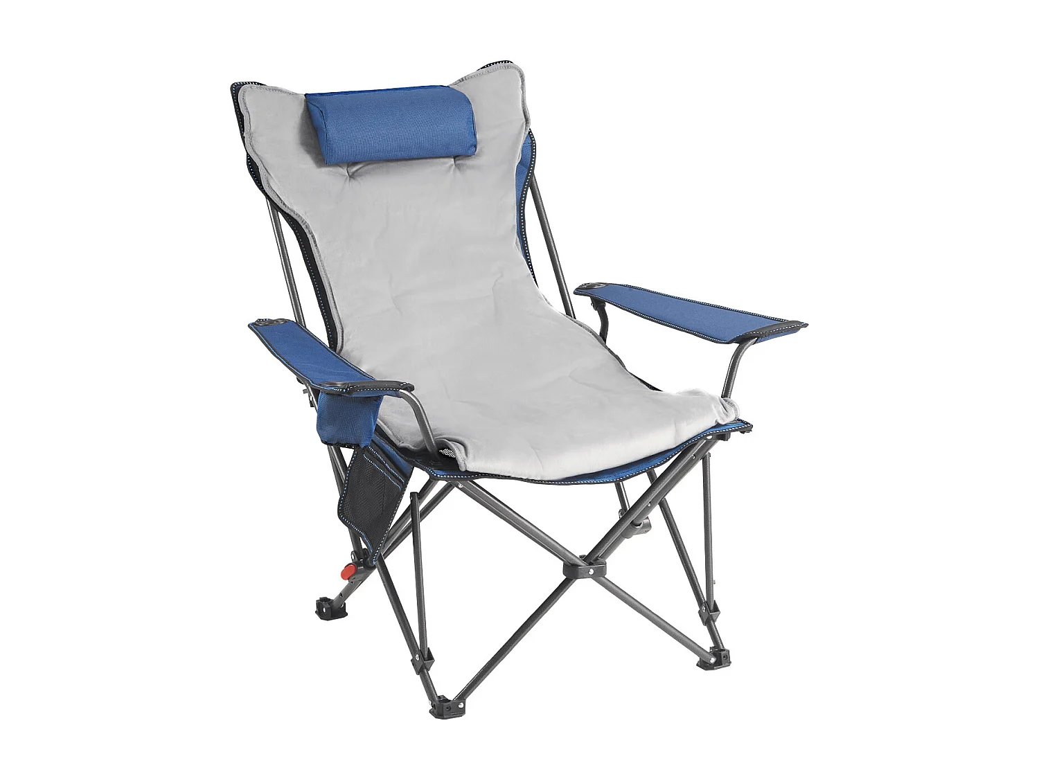 Chaise de Camping SucceBuy Pliante, 4 Positions Réglables, Chaise Longue Inclinable Portable pour Adultes, avec Repose-Pieds, Coussin Moelleux, Charge 100 kg