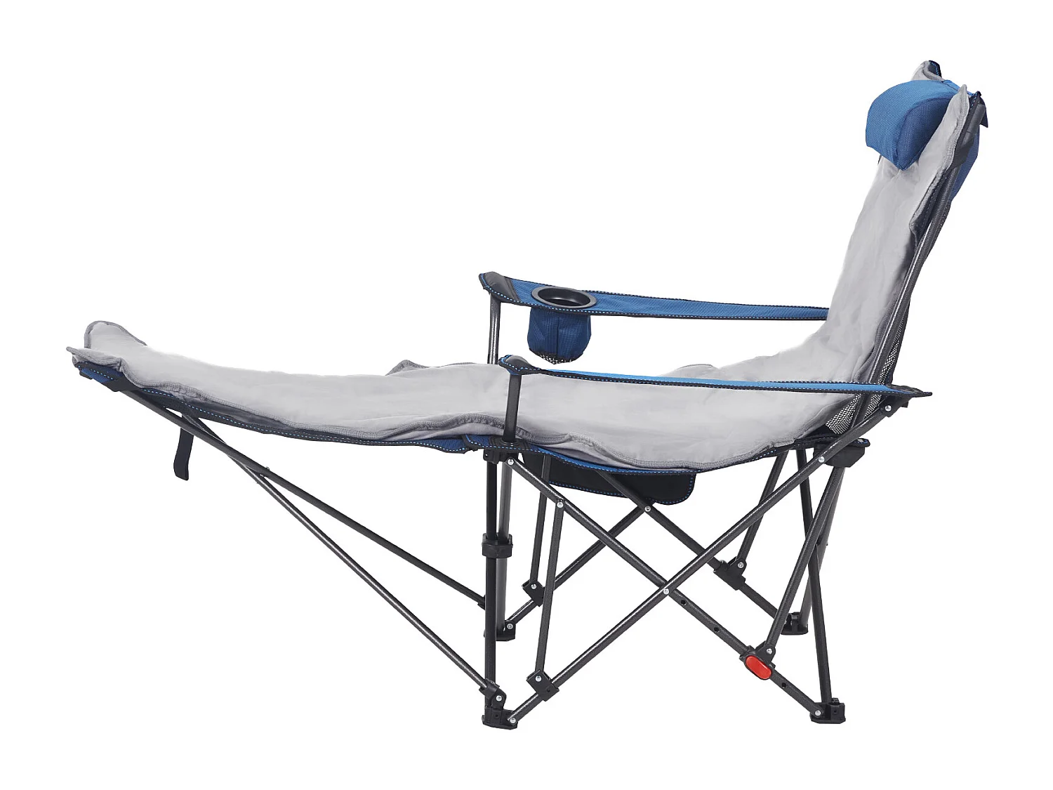 Chaise de Camping SucceBuy Pliante, 4 Positions Réglables, Chaise Longue Inclinable Portable pour Adultes, avec Repose-Pieds, Coussin Moelleux, Charge 100 kg