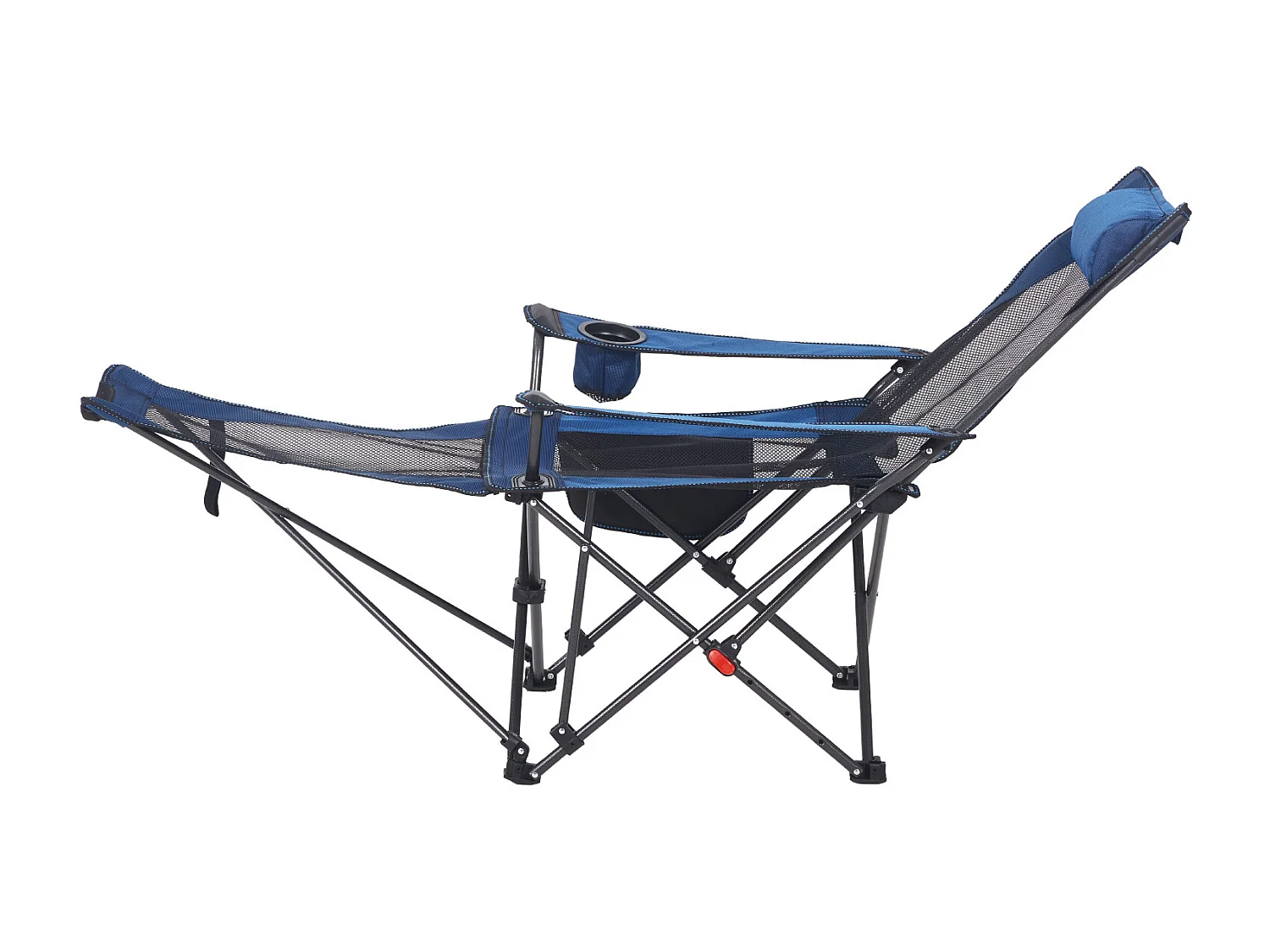 Chaise de Camping SucceBuy Pliante, 4 Positions Réglables, Chaise Longue Inclinable Portable pour Adultes, avec Repose-Pieds, Coussin Moelleux, Charge 100 kg