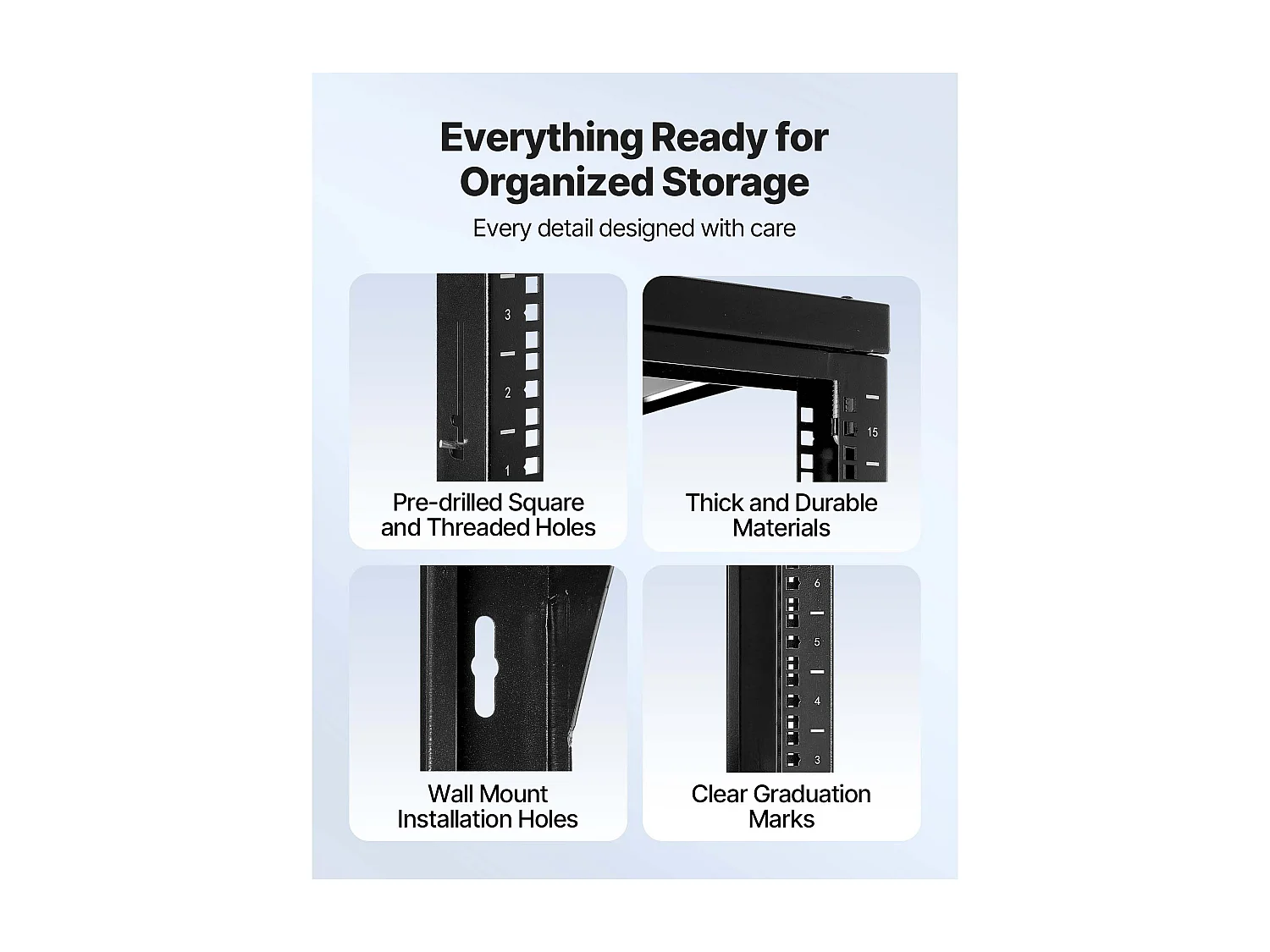 Rack de Serveur SucceBuy Mural 15U, Support de Réseau à Cadre Ouvert, Profondeur 45.5 cm, Capacité de Charge 68 kg, avec Ouverture 180°, pour Serveur