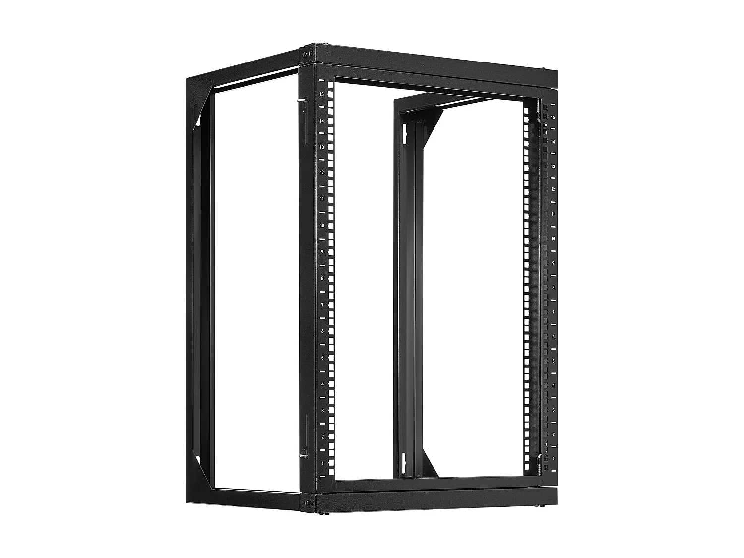 Rack de Serveur SucceBuy Mural 15U, Support de Réseau à Cadre Ouvert, Profondeur 45.5 cm, Capacité de Charge 68 kg, avec Ouverture 180°, pour Serveur