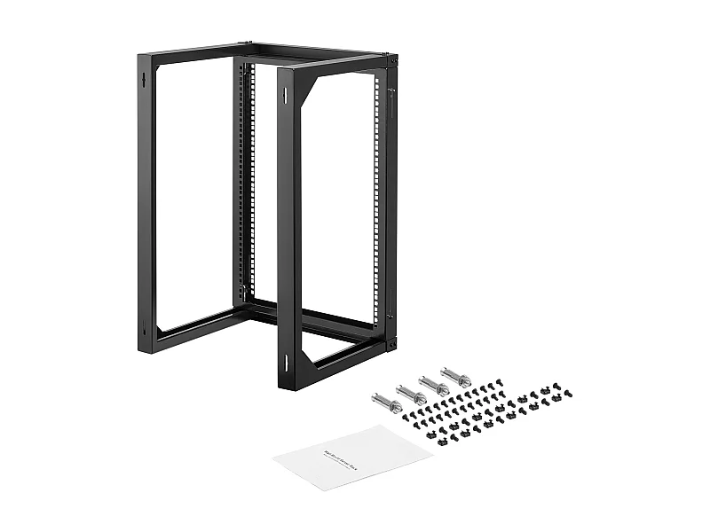 Rack de Serveur SucceBuy Mural 15U, Support de Réseau à Cadre Ouvert, Profondeur 45.5 cm, Capacité de Charge 68 kg, avec Ouverture 180°, pour Serveur