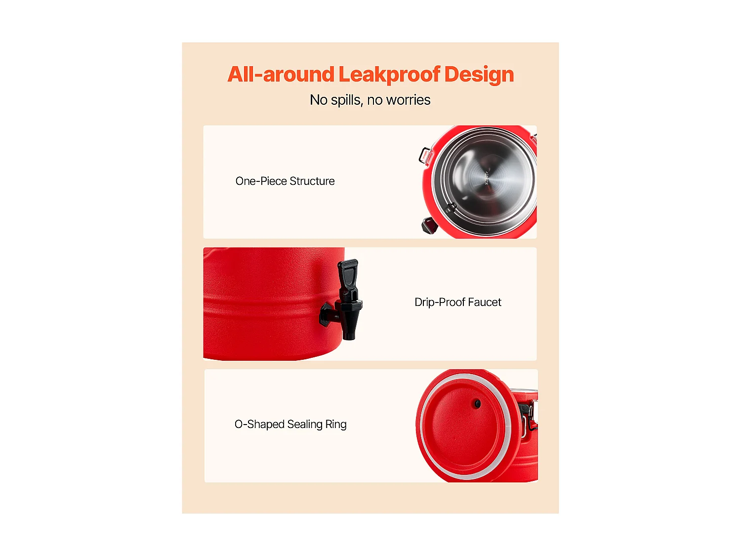 Distributeur de Boissons SucceBuy Isotherme 11,4 L, Fontaine à Eau Chaude et Froide Non Électrique avec Robinet, Conteneur Isotherme de Qualité Alimentaire