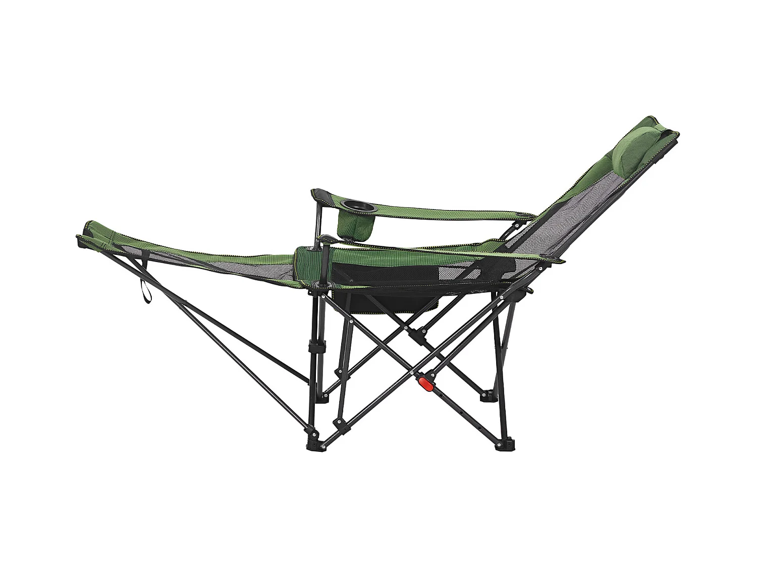 Campingstuhl SucceBuy Klappbar, 4 Verstellbare Positionen, Tragbare Verstellbare Liege für Erwachsene, mit Fußstütze, Kopfstütze, Mesh-Stoff, Grün
