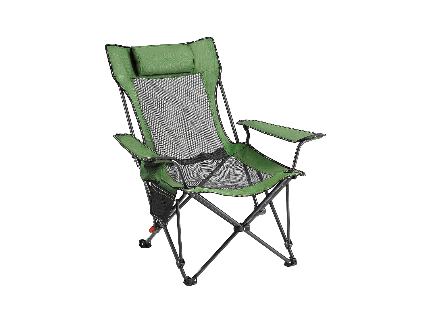 Campingstuhl SucceBuy Klappbar, 4 Verstellbare Positionen, Tragbare Verstellbare Liege für Erwachsene, mit Fußstütze, Kopfstütze, Mesh-Stoff, Grün