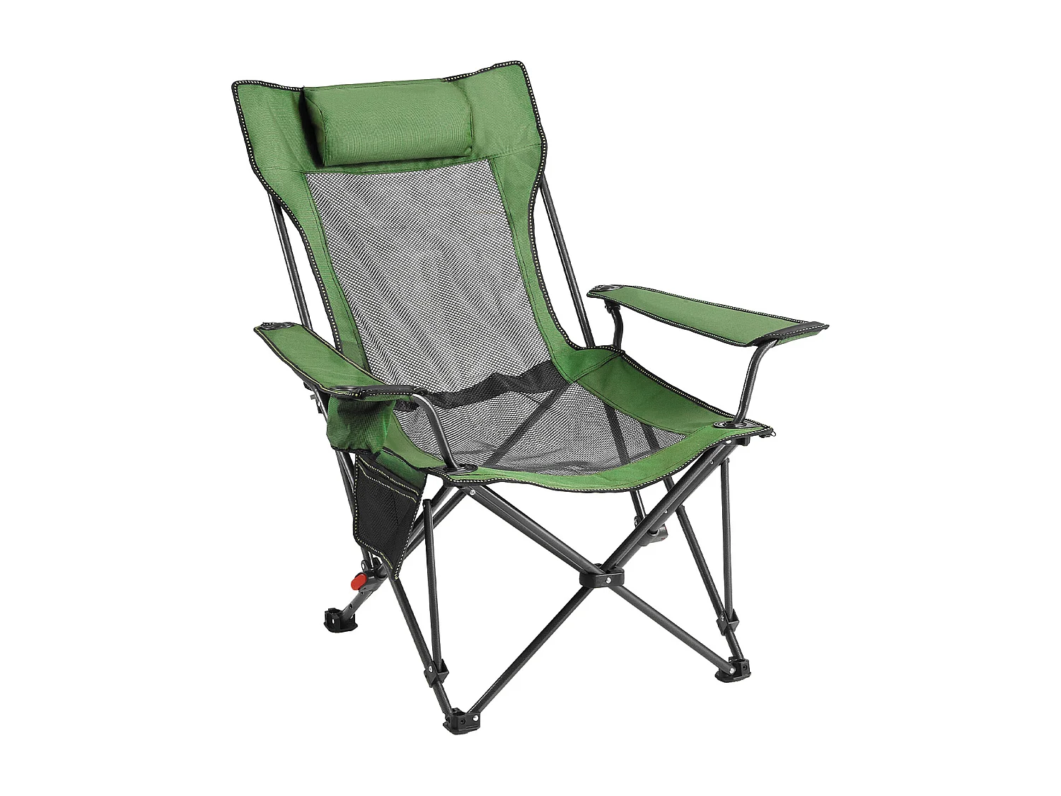 Chaise de Camping SucceBuy Pliante, 4 Positions Réglables, Chaise Longue Inclinable Portable pour Adultes, avec Repose-Pieds, Appui-Tête, Tissu Maille, Vert