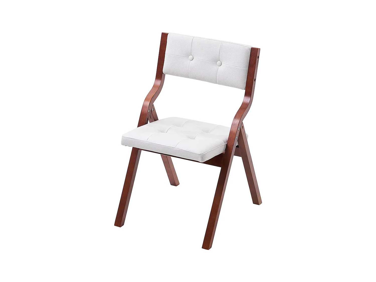 Chaise Pliante SucceBuy en Bois avec Coussin, Lot de 2, Chaise de Salle à Manger Portable Rembourrée Moderne avec Coussin d'Assise Pliable, Blanc