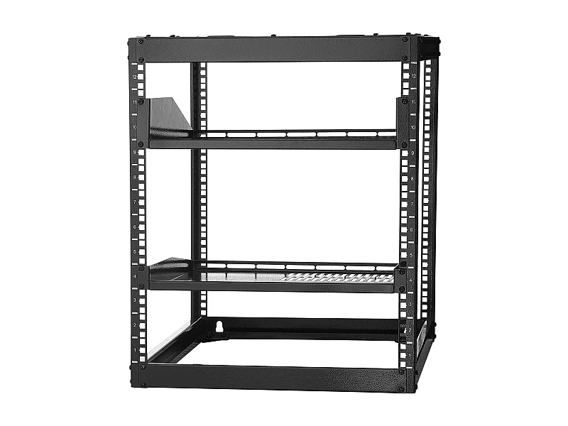 Rack voor Server SucceBuy naar Open Frame 12U Support voor Netwerk Zelfdragend of Wand, Diepte 58.5 cm, met Geventileerde Planken, Montagemateriaal