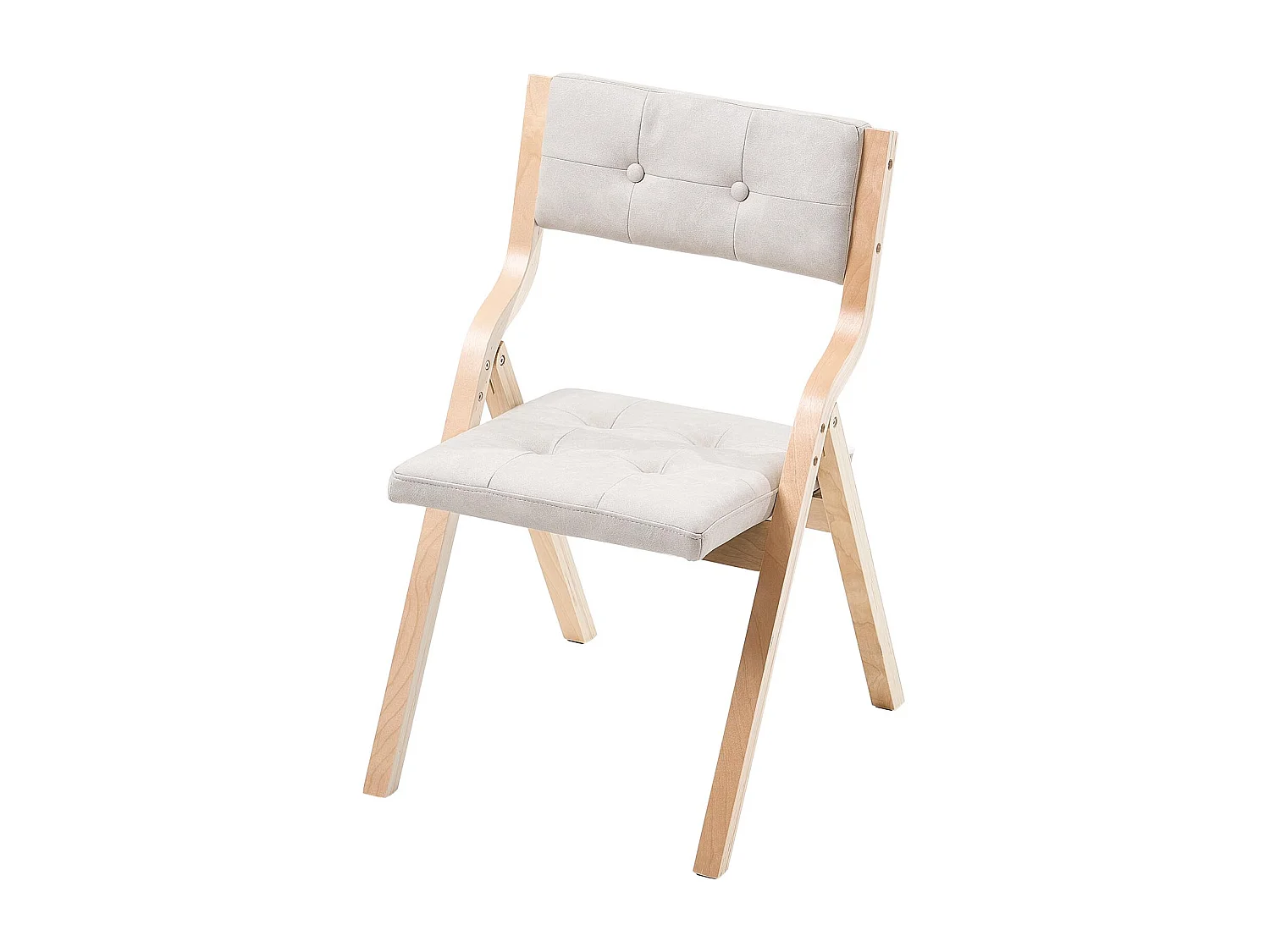 Chaise Pliante SucceBuy en Bois avec Coussin, Lot de 4, Chaise de Salle à Manger Portable Rembourrée Moderne avec Coussin d'Assise Pliable, Beige