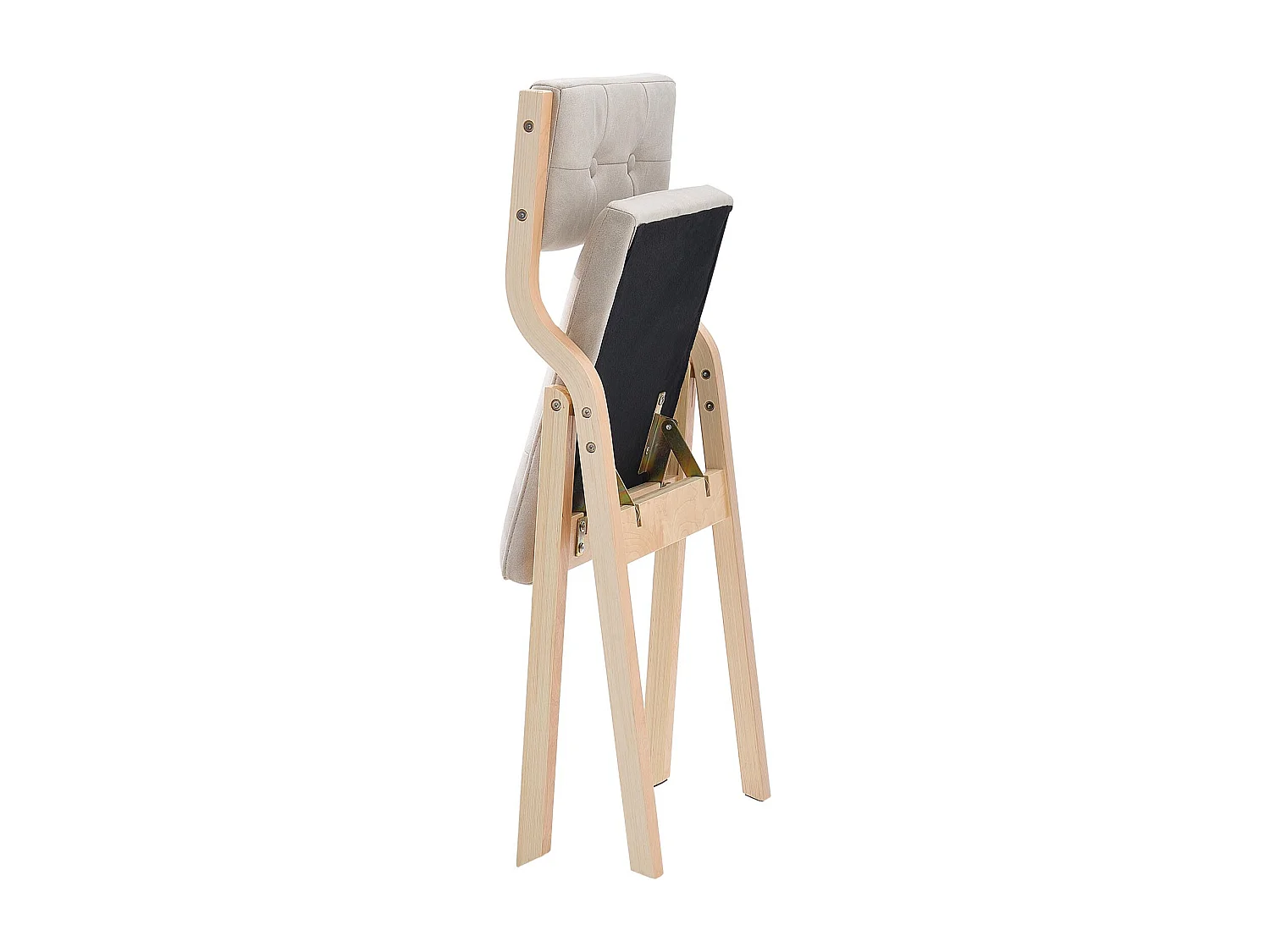 Chaise Pliante SucceBuy en Bois avec Coussin, Lot de 4, Chaise de Salle à Manger Portable Rembourrée Moderne avec Coussin d'Assise Pliable, Beige