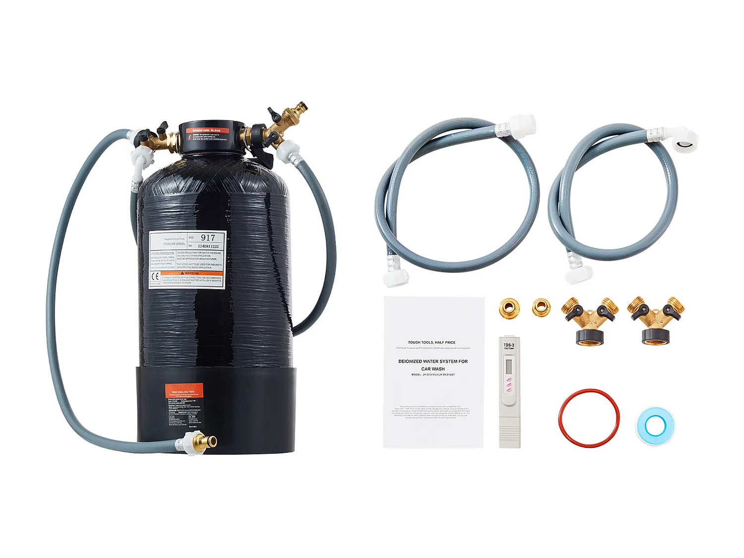 Déminéralisateur d'Eau SucceBuy pour Lavage de Voiture sans Tache, Système d'Eau Déionisée avec Compteur TDS Portable, Filtre Anti-taches, pour Véhicules