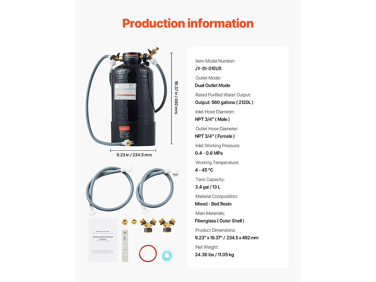 Déminéralisateur d'Eau SucceBuy pour Lavage de Voiture sans Tache, Système d'Eau Déionisée avec Compteur TDS Portable, Filtre Anti-taches, pour Véhicules