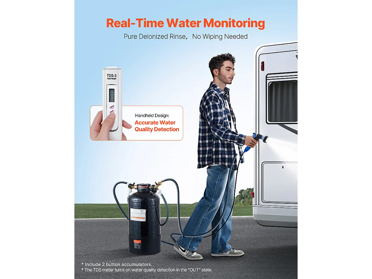 Déminéralisateur d'Eau SucceBuy pour Lavage de Voiture sans Tache, Système d'Eau Déionisée avec Compteur TDS Portable, Filtre Anti-taches, pour Véhicules