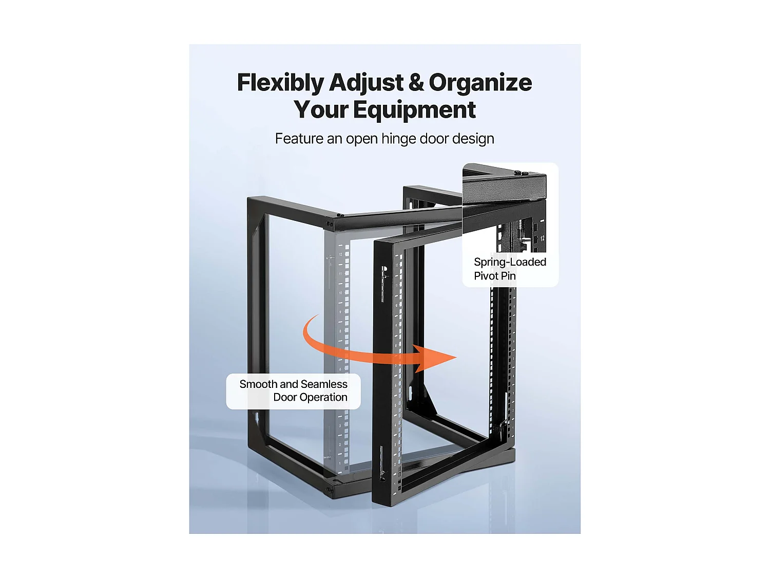 Rack de Servidor SucceBuy Mural 12U, Soporte de Red a Marco Abierto, Profundidad 45.5 cm, Capacidad de Carga 68 kg, con Apertura 180°, para Servidor