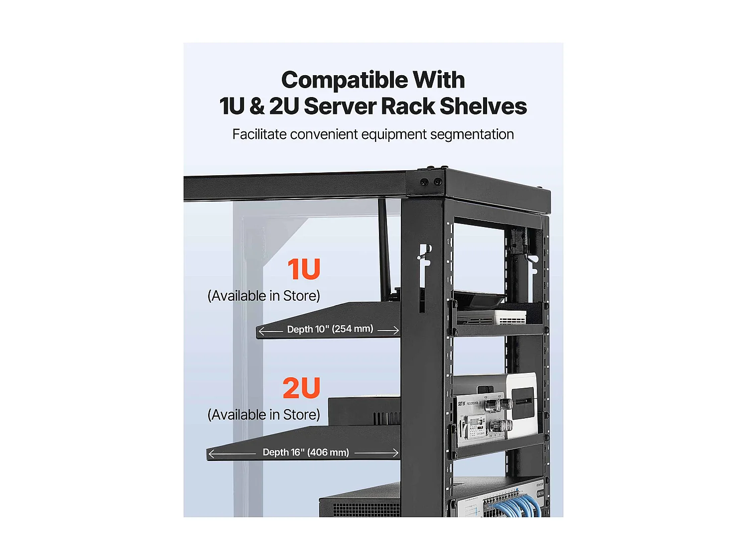 Rack de Servidor SucceBuy Mural 12U, Soporte de Red a Marco Abierto, Profundidad 45.5 cm, Capacidad de Carga 68 kg, con Apertura 180°, para Servidor