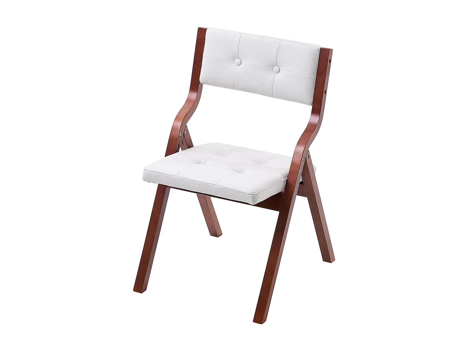 Chaise Pliante SucceBuy en Bois avec Coussin, Lot de 4, Chaise de Salle à Manger Portable Rembourrée Moderne avec Coussin d'Assise Pliable, Blanc