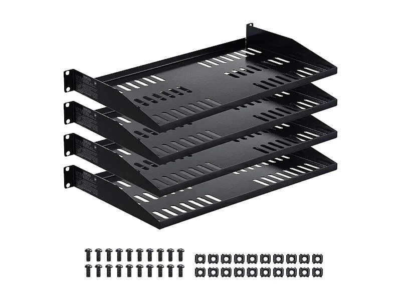 Regal Rack Server Netzwerk 1U SucceBuy, Satz von 4, Tiefe 25,4 cm, Belastung 22,68 kg, Montage Rack oder Wand, mit Belüfteter Ablage, Gute Luftzirkulation