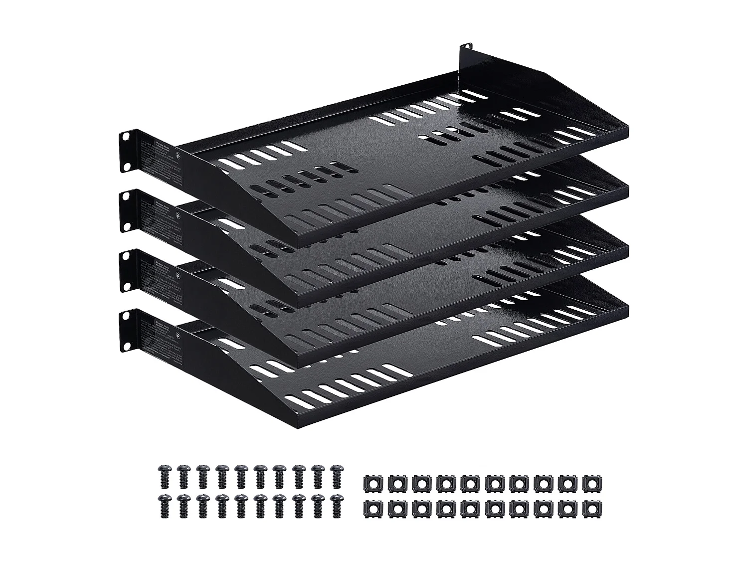 Étagère Rack Serveur Réseau 1U SucceBuy, Lot de 4, Profondeur 25,4 cm, Charge 22,68 kg, Montage Rack ou Mural, avec Plateau Ventilé, Bonne Circulation Air