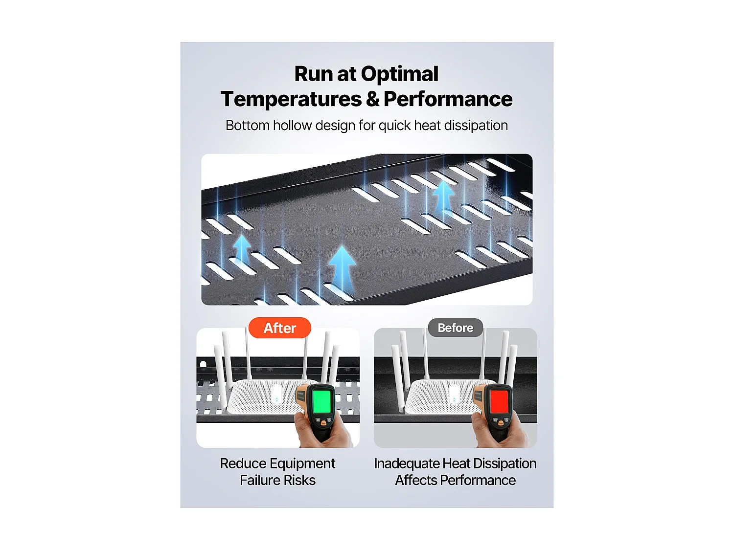 Étagère Rack Serveur Réseau 1U SucceBuy, Lot de 4, Profondeur 25,4 cm, Charge 22,68 kg, Montage Rack ou Mural, avec Plateau Ventilé, Bonne Circulation Air