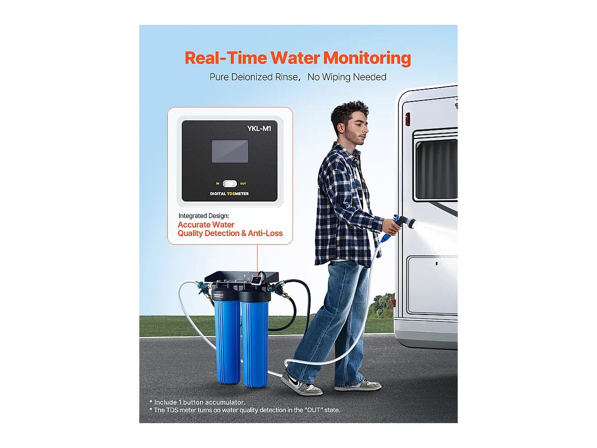 Ontmineralisator SucceBuy voor Vlekvrije Auto wassen, Gedemineraliseerd Water Systeem met Ingebouwde TDS Meter, Vlekwerend Filter met Dubbele Uitvoermodus