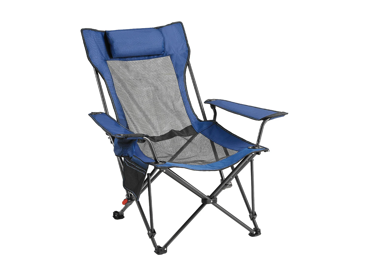 Chaise de Camping SucceBuy Pliante, 4 Positions Réglables, Chaise Longue Inclinable Portable pour Adultes, avec Repose-Pieds, Appui-Tête, Tissu Maille, Bleu