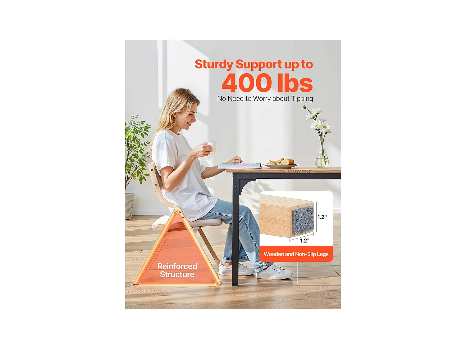 Chaise Pliante SucceBuy en Bois avec Coussin, Lot de 2, Chaise de Salle à Manger Portable Rembourrée Moderne avec Coussin d'Assise Pliable, Beige