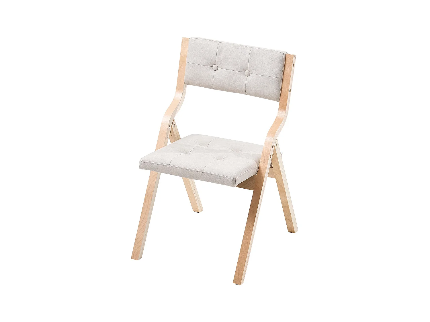 Chaise Pliante SucceBuy en Bois avec Coussin, Lot de 2, Chaise de Salle à Manger Portable Rembourrée Moderne avec Coussin d'Assise Pliable, Beige