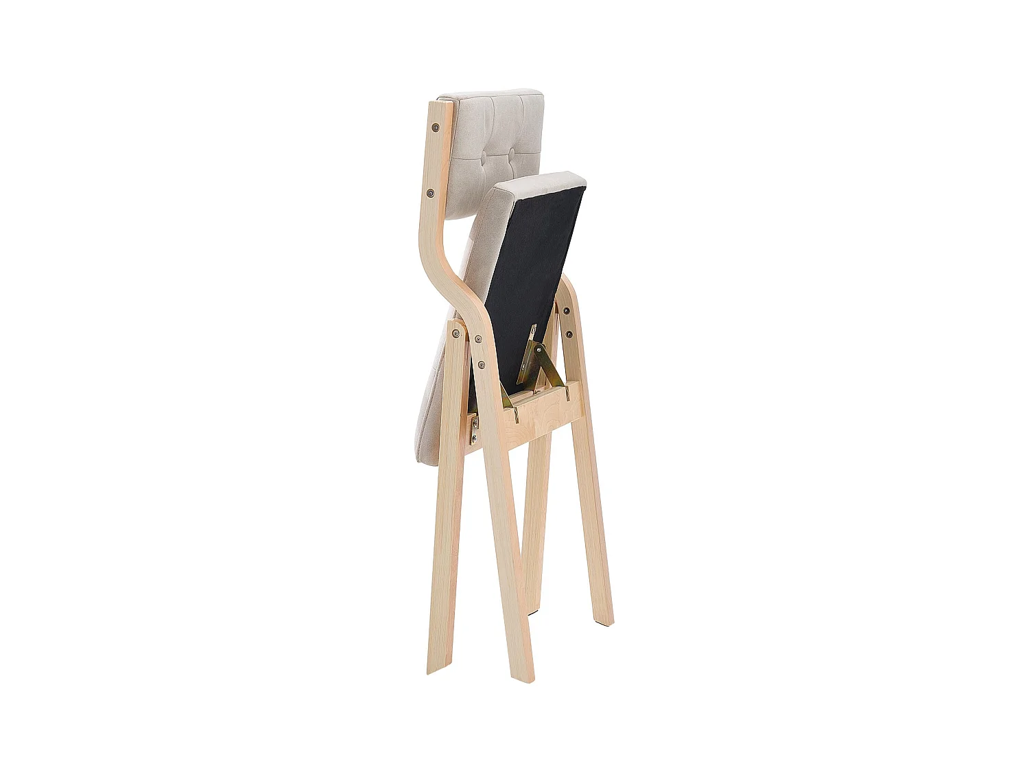 Chaise Pliante SucceBuy en Bois avec Coussin, Lot de 2, Chaise de Salle à Manger Portable Rembourrée Moderne avec Coussin d'Assise Pliable, Beige