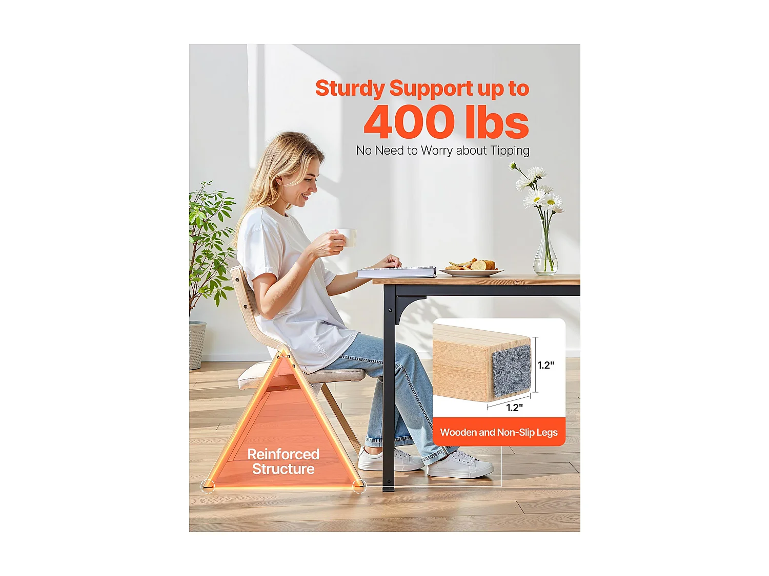 Sedia Pieghevole SucceBuy in Legno con Cuscino, Lotto di 2, Sedia da Pranzo Portatile Imbottita Moderna con Cuscino Seduta Pieghevole, Beige