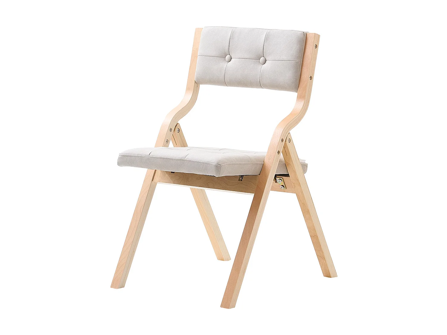 Sedia Pieghevole SucceBuy in Legno con Cuscino, Lotto di 2, Sedia da Pranzo Portatile Imbottita Moderna con Cuscino Seduta Pieghevole, Beige