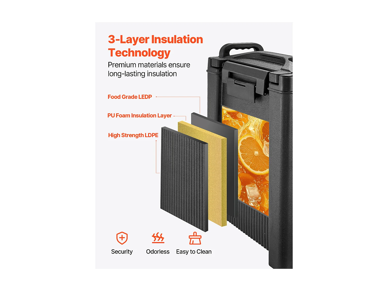 Isolierter Getränkespender SucceBuy 2x19 L, Nicht-Elektrischer Warm- und Kaltwasserbrunnen mit Hahn und Griff, Isolierbehälter