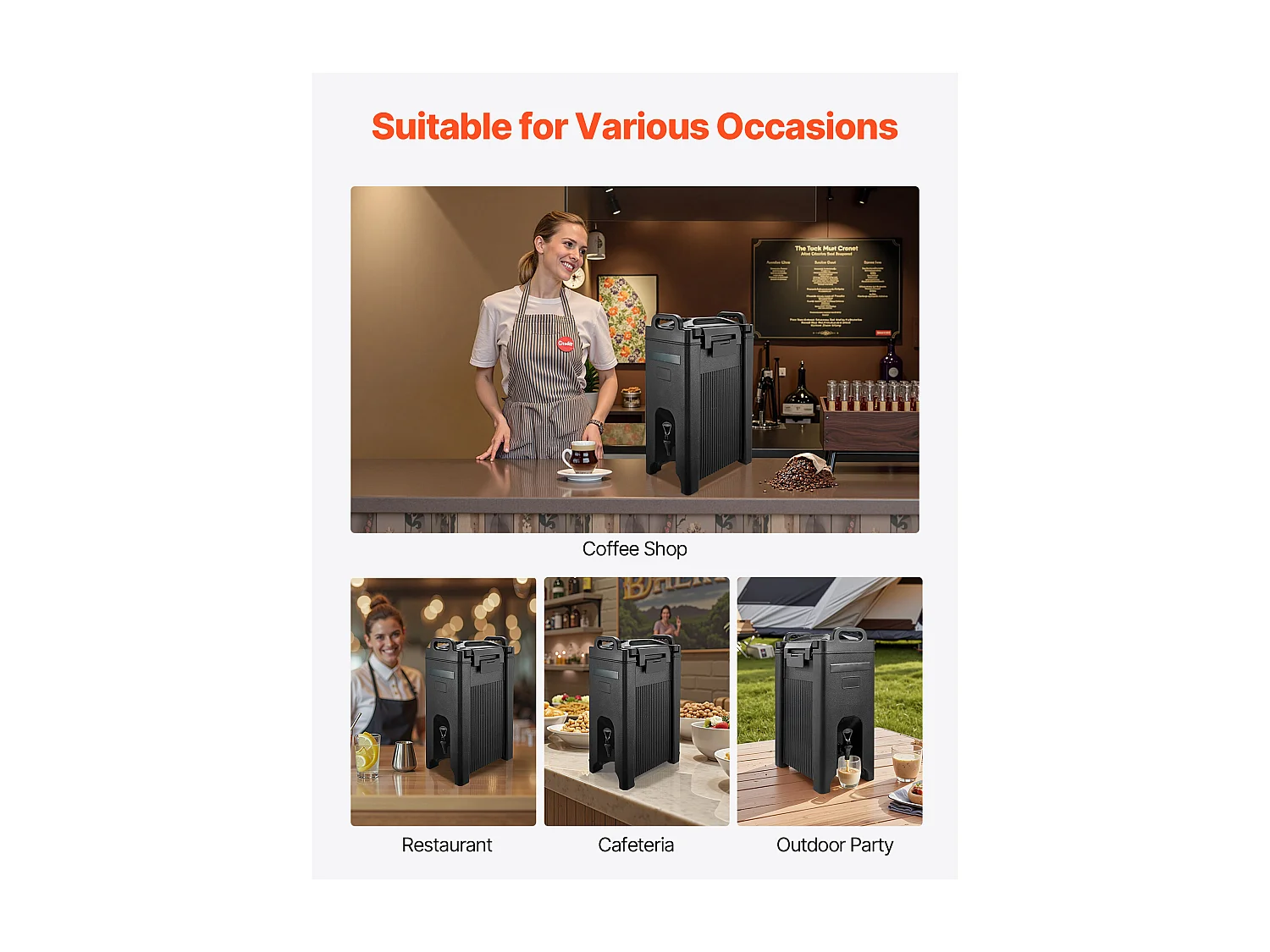 Isolierter Getränkespender SucceBuy 2x19 L, Nicht-Elektrischer Warm- und Kaltwasserbrunnen mit Hahn und Griff, Isolierbehälter