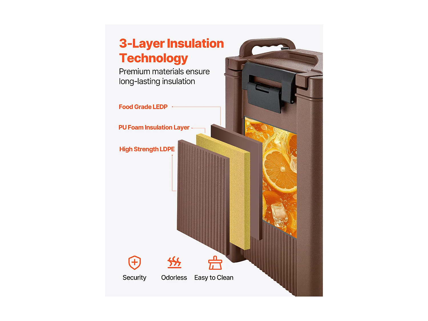 Distributeur de Boissons SucceBuy Isotherme 19 L, Fontaine à Eau Chaude et Froide Non Électrique avec Robinet et Poignée, Conteneur Isotherme