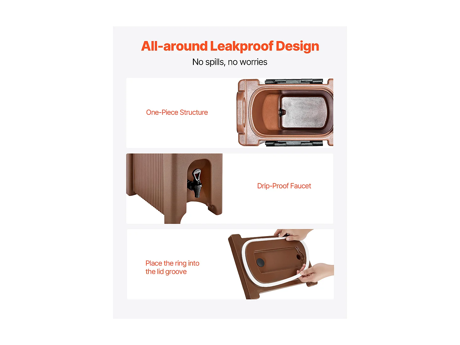 Distributeur de Boissons SucceBuy Isotherme 19 L, Fontaine à Eau Chaude et Froide Non Électrique avec Robinet et Poignée, Conteneur Isotherme