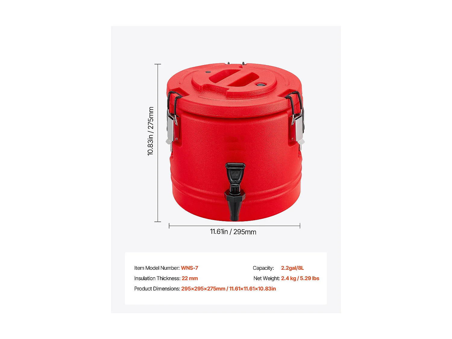 Distributeur de Boissons SucceBuy Isotherme 8 L, Fontaine à Eau Chaude et Froide Non Électrique avec Robinet, Conteneur Isotherme de Qualité Alimentaire